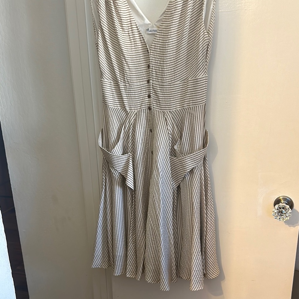 NWOT Calvin Klein Striped White and Black Dress